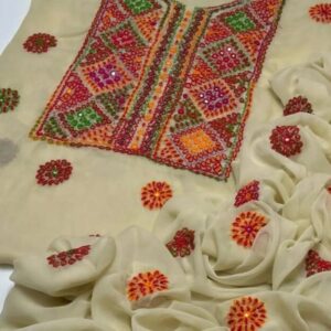 2 Pcs Women’s Unstitched Hand Work Suit
