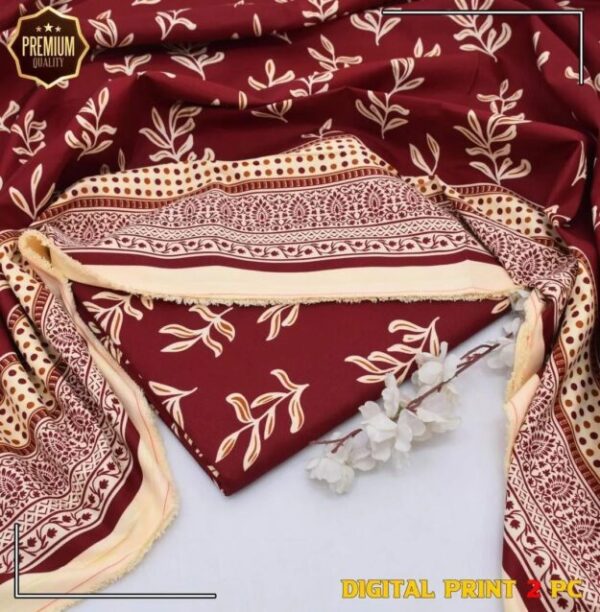 2 Pcs Women's Unstitched winter Printed Suit