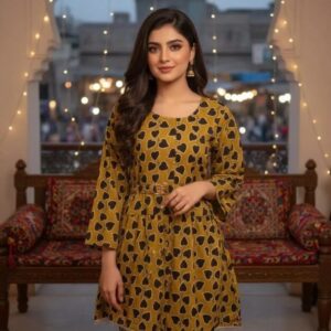 SByS Presents 2 Pcs Women’s Stitched Khaddar Printed Frock And Trouser