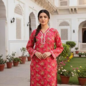 SbyS Presents 2 Pcs Winter Stitched Khaddar Printed Shirt And Trouser