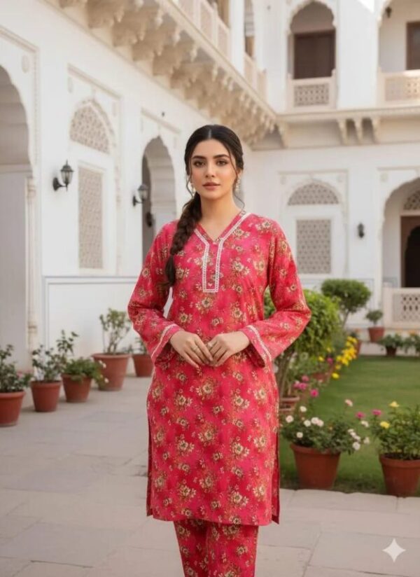 SbyS Presents 2 Pcs Winter Stitched Khaddar Printed Shirt And Trouser