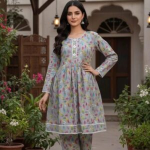 SbyS Presents 2 Pcs Women’s Winter Khaddar Printed Frock And Trouser
