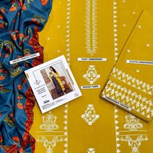 3 Pcs Women’s Unstitched Embroidered Suit