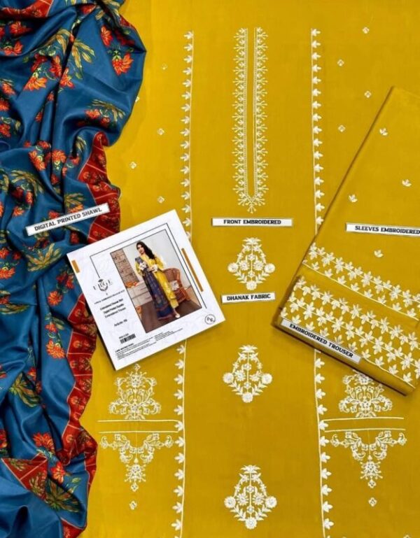 3 Pcs Women's Unstitched Embroidered Suit