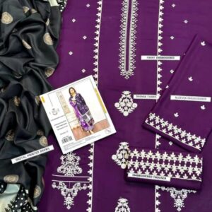 3 Pcs Women’s Unstitched Embroidered Suit