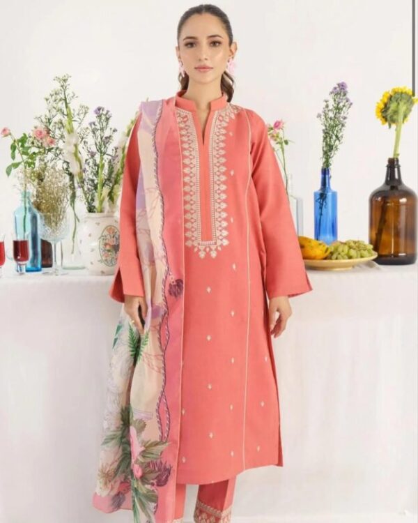 3 Pcs Women's Unstitched Embroidered Suit