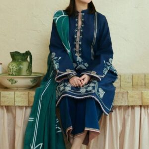 3 Pcs Women’s Unstitched Embroidered Suit