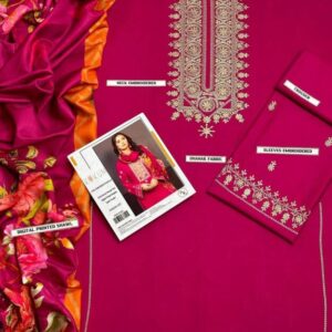 3 Pcs Women’s Unstitched Embroidered Suit