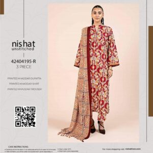 Exquisite Printed Khaddar Suit – 3 Pcs Set