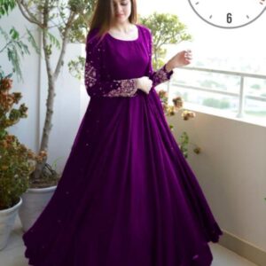 3 Pcs Women’s Stitched Shamoz Silk Embroidered Gown Suit