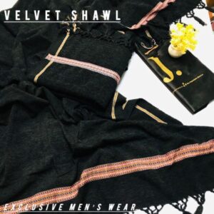 Luxurious Black Velvet Shawl – Plain Design, Perfect for All Occasions