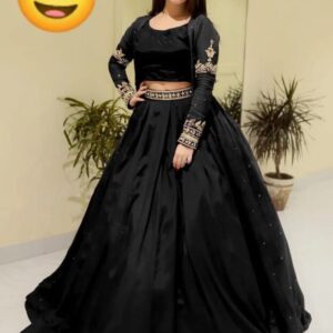 3 Pcs Women’s Stitched Shamoz Silk Plain Gown Suit