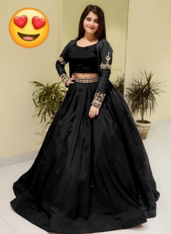 3 Pcs Women's Stitched Shamoz Silk Plain Gown Suit