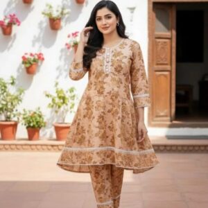 SbyS Presents 2 Pcs Women’s Winter Khaddar Printed Frock And Trouser