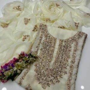 2 Pcs Women’s Unstitched Hand Work Suit