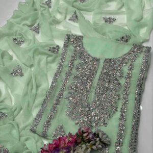 2 Pcs Women’s Unstitched Hand Work Suit