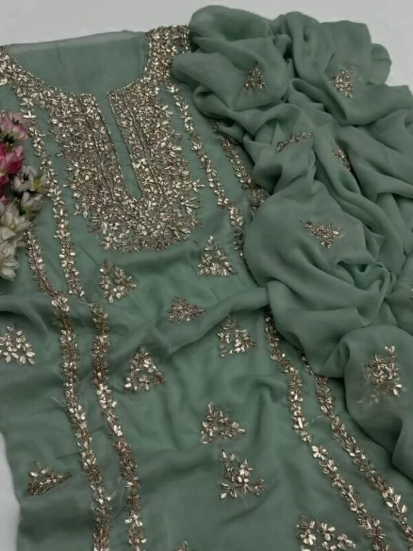 2 Pcs Women's Unstitched Hand Work Suit