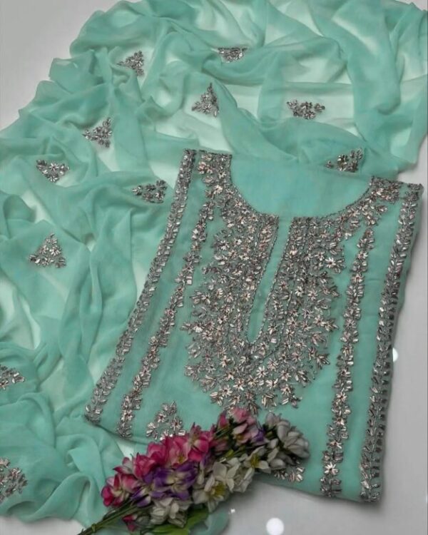 2 Pcs Women's Unstitched Hand Work Suit