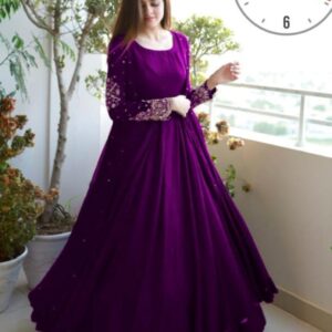 3 Pcs Women’s Stitched Shamoz Silk Embroidered Gown Suit