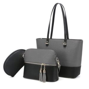 Women’s PU Leather Textured Hand Bag Set