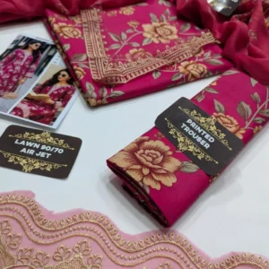 Unstitched Lawn Suit Pink Floral 2026