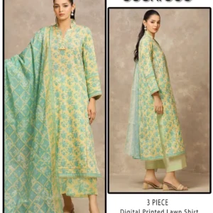 Edenrobe 3 Piece Digital Printed Lawn Suit Yellow