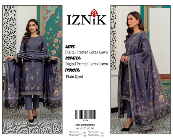 Purple Digital Print Lawn 3Pcs Set