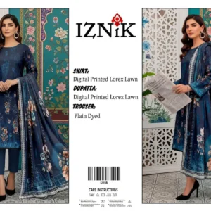 Blue Digital Print Lawn 3Pcs Set