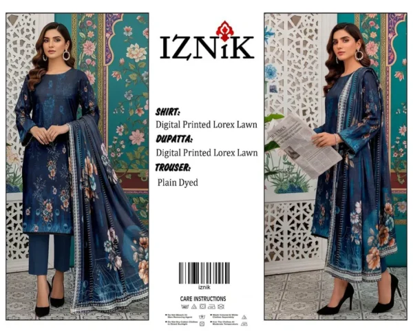 Blue Digital Print Lawn 3Pcs Set