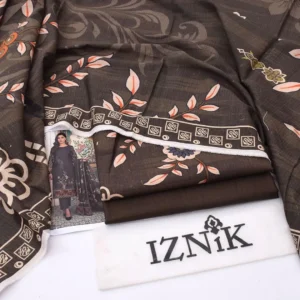 Brown Digital Print Lawn 3Pcs Set