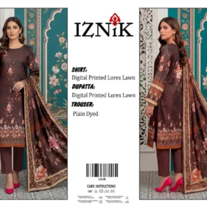 Brown Digital Print Lawn 3Pcs Women Suit