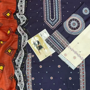 3 Pcs Women’s Unstitched Embroidered Suit