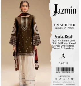 3 Pcs Women's Unstitched Embroidered Suit