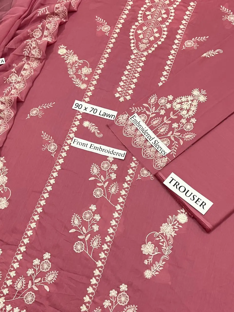 3 Pcs Women's Unstitched Embroidered Suit - Image 3