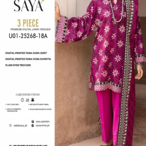 3 Piece Unstitched Lawn Suit Purple Floral