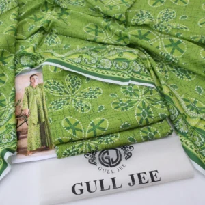 Unstitched 3-Piece Green Lawn Suit